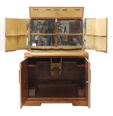 Lot 118 - An Art Deco burr walnut and maple cocktail cabinet