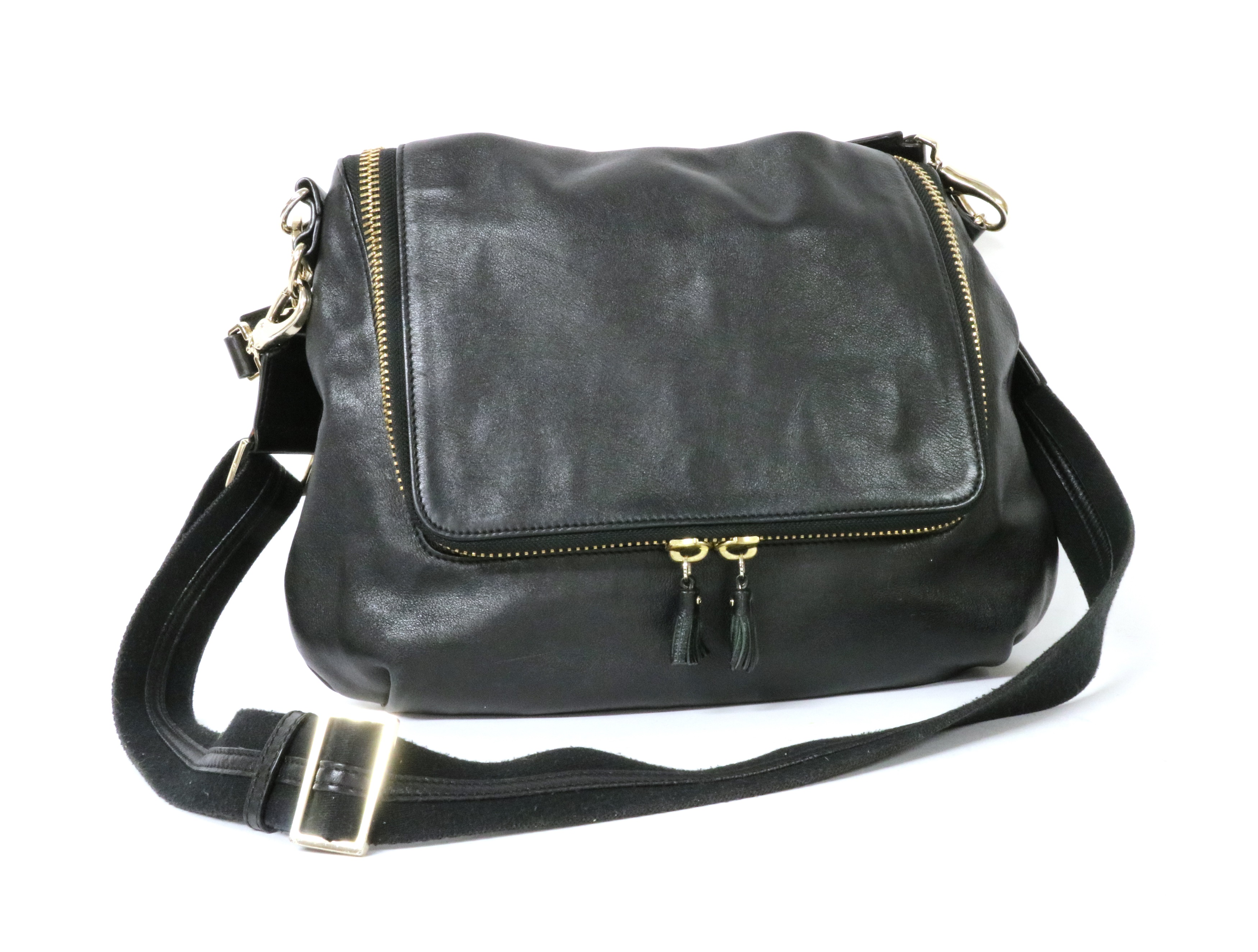 Lot 271 - Anya Hindmarch black leather maxi zip