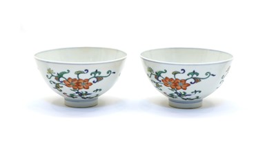 Lot 54 - A pair of Chinese doucai bowls