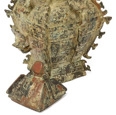 Lot 111 - A Chinese bronze ritual wine vessel and cover (lei)