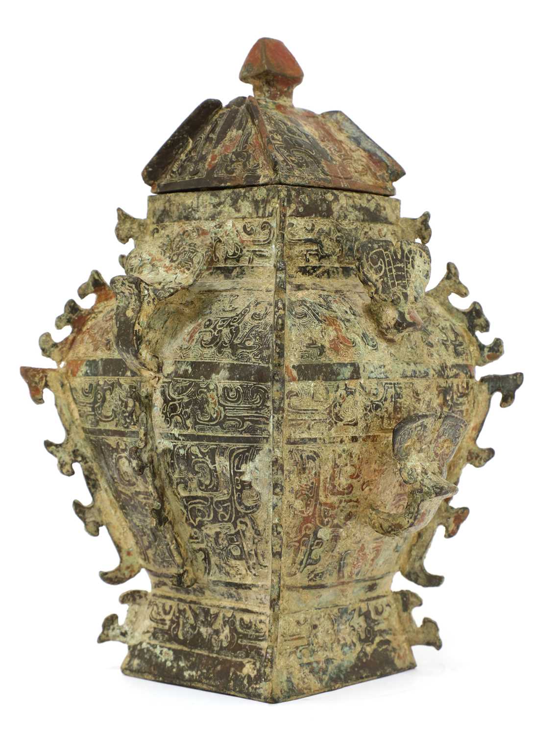 Lot 111 - A Chinese bronze ritual wine vessel and cover (lei)