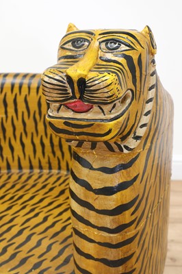 Lot 32 - A pair of carved wooden papier mâché and painted chairs