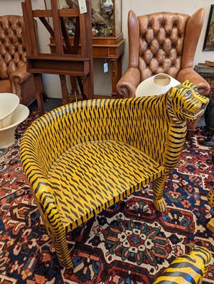 Lot 32 - A pair of carved wooden papier mâché and painted chairs
