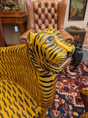 Lot 32 - A pair of carved wooden papier mâché and painted chairs