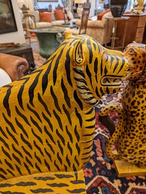 Lot 32 - A pair of carved wooden papier mâché and painted chairs