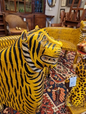 Lot 32 - A pair of carved wooden papier mâché and painted chairs