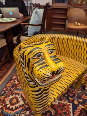 Lot 32 - A pair of carved wooden papier mâché and painted chairs