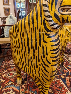 Lot 32 - A pair of carved wooden papier mâché and painted chairs