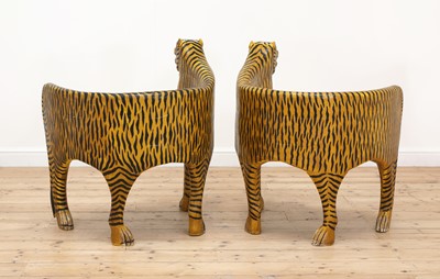 Lot 32 - A pair of carved wooden papier mâché and painted chairs