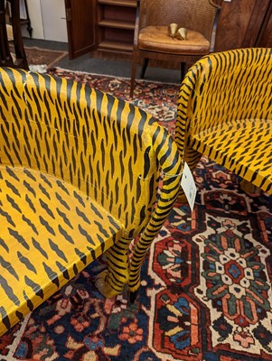 Lot 32 - A pair of carved wooden papier mâché and painted chairs