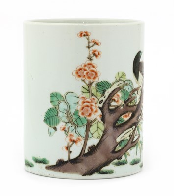 Lot 43 - A Chinese wucai brush pot