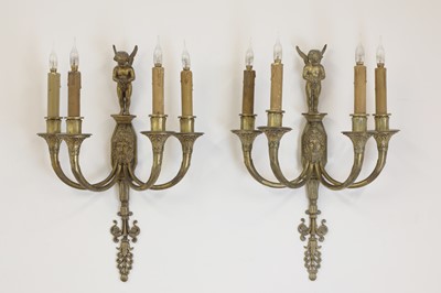 Lot 284 - A pair of four-branch gilt-metal wall lights