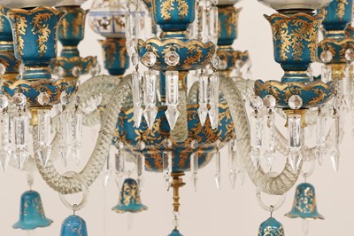 Lot 87 - A Bohemian blue and clear glass chandelier for the Persian market