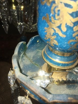 Lot 87 - A Bohemian blue and clear glass chandelier for the Persian market
