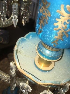 Lot 87 - A Bohemian blue and clear glass chandelier for the Persian market