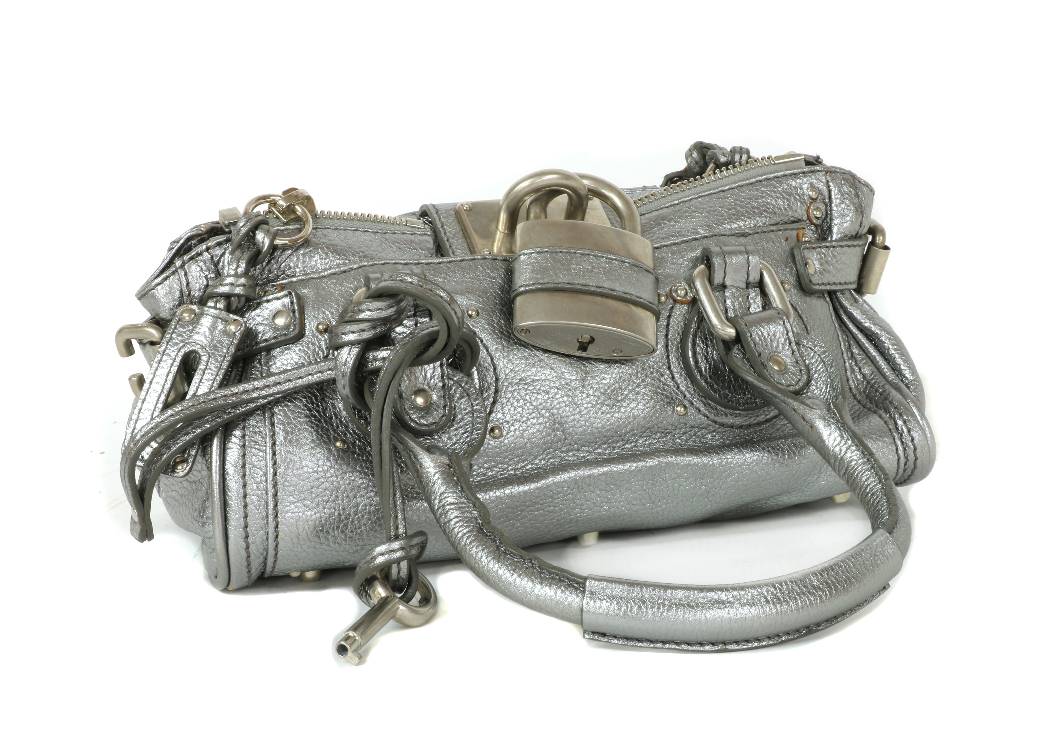 Lot 1365 - A Chloé Paddington metallic silver leather