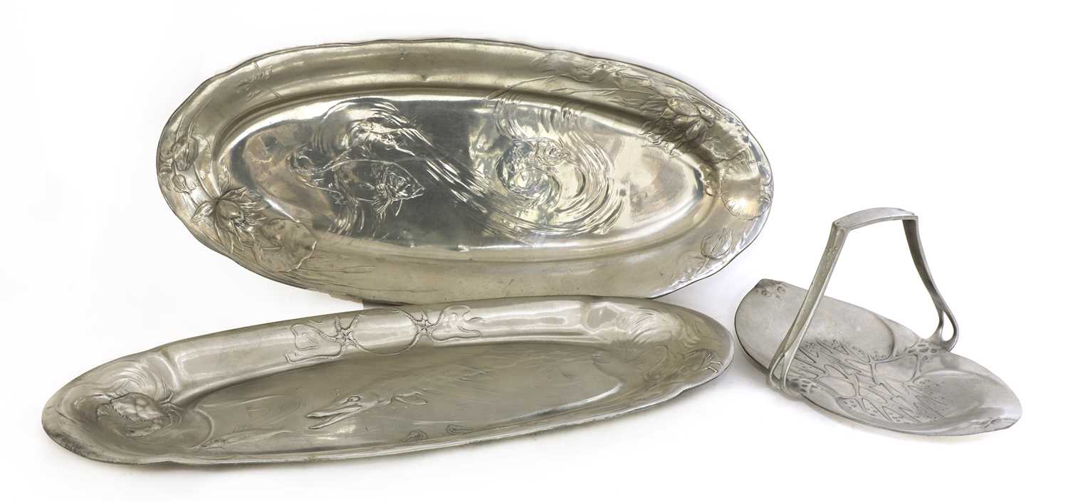 Lot 92 - Two Kayserzinn pewter oval trays