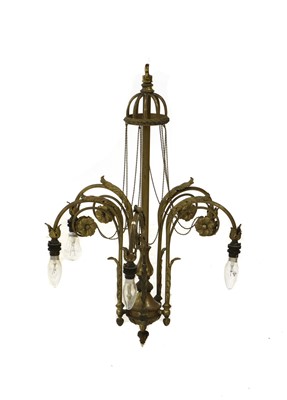 Lot 466 - A brass five branch centre light