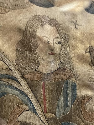 Lot 594 - A silk needlework picture