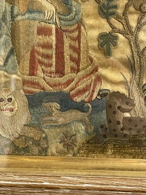Lot 594 - A silk needlework picture