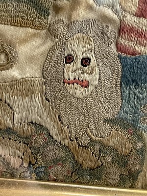 Lot 594 - A silk needlework picture