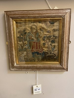 Lot 594 - A silk needlework picture