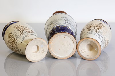 Lot 35 - A pair of Doulton Lambeth stoneware vases