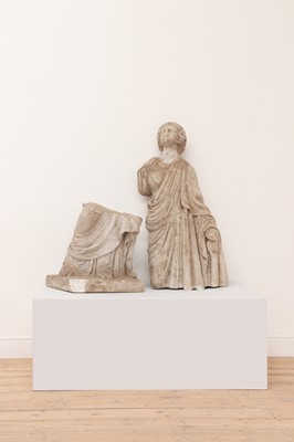 Lot 90 - A fragmentary Roman-style carved marble figure of a female
