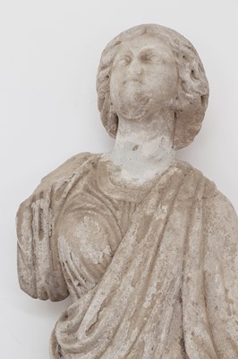 Lot 90 - A fragmentary Roman-style carved marble figure of a female