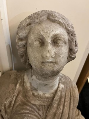 Lot 90 - A fragmentary Roman-style carved marble figure of a female