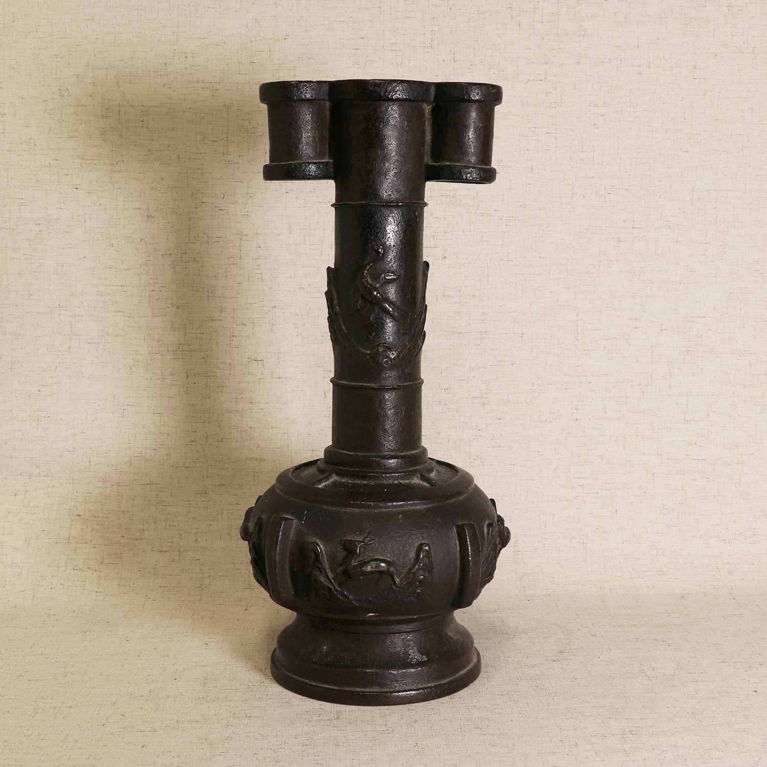 Lot 85 - A Chinese bronze 'arrow' touhu vase