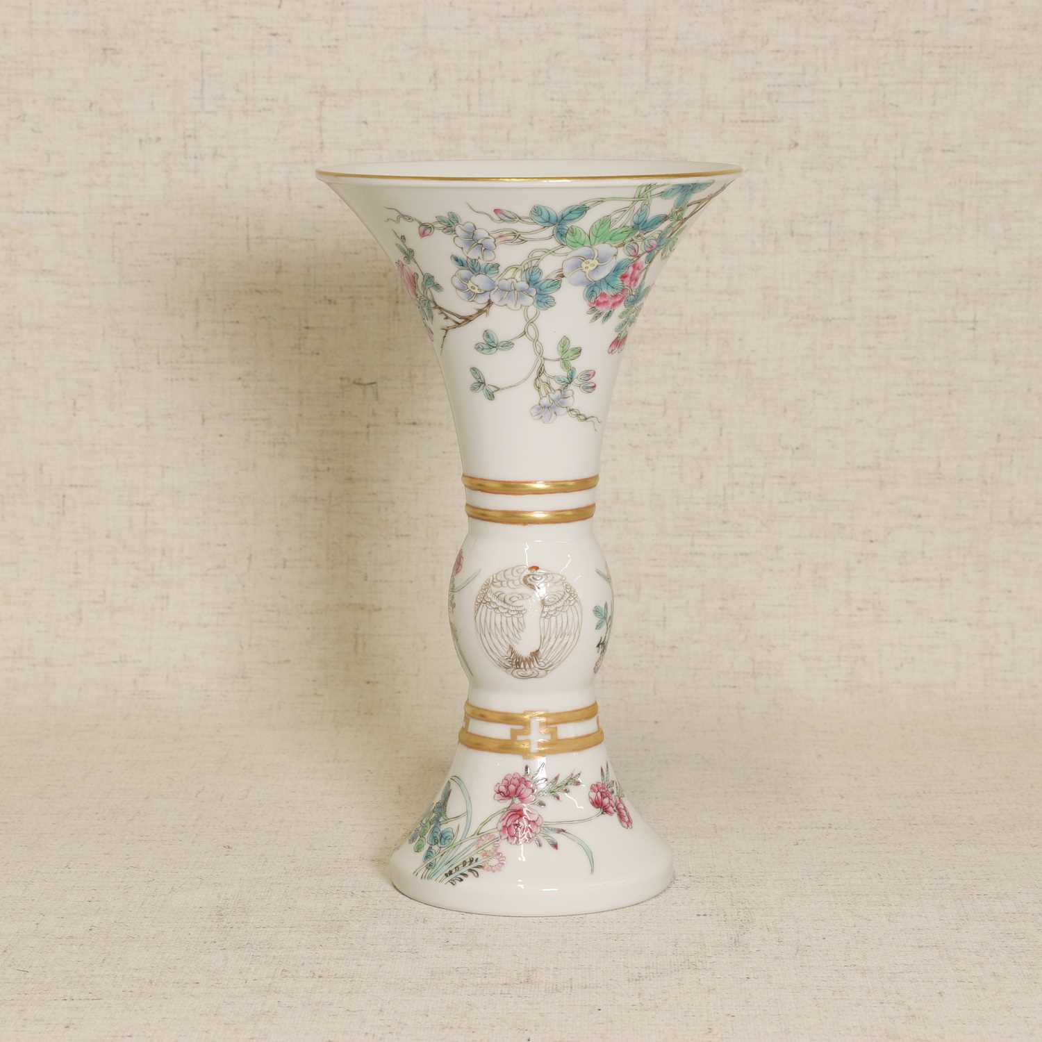 Lot 67 - A Chinese famille rose gu vase