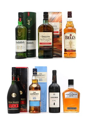Lot 129 - An assortment of spirits and port