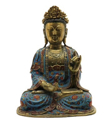 Lot 64 - A Chinese cloisonné guanyin