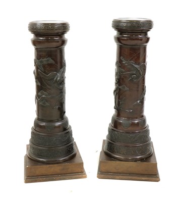 Lot 117 - A pair of Japanese copper columns