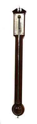 Lot 386 - A George III mahogany stick barometer