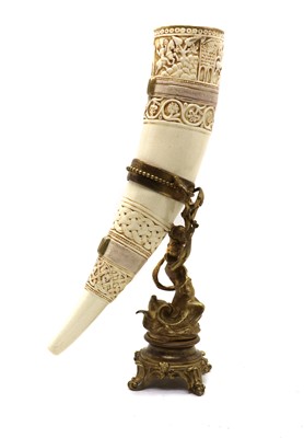 Lot 217 - A Viennese gilt bronze and porcelain cycling trophy