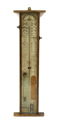Lot 385 - A late Victorian oak Admiral Fitzroy barometer