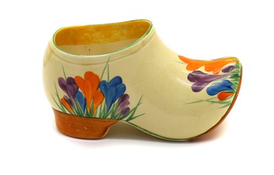 Lot 210 - A Clarice Cliff 'Autumn Crocus' sabot or clog