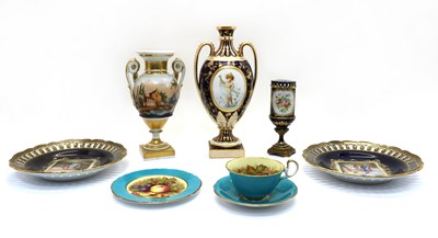 Lot 236 - A Minton porcelain twin handled vase
