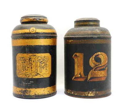 Lot 315 - A near pair of Toleware tea canisters