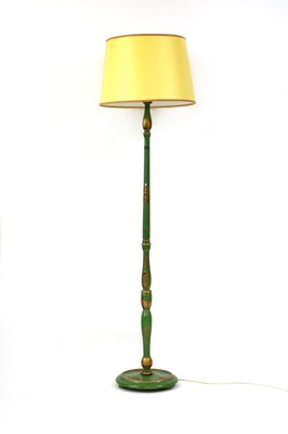 Lot 394 - A green lacquered Chinoisiserie standard lamp