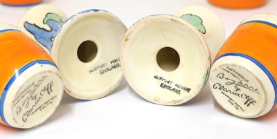 Lot 205 - A collection of Clarice Cliff ‘Orange Roof Cottage’ items