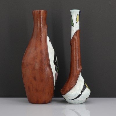 Lot 285 - Two Italian pottery and leather vases