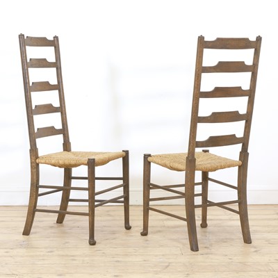 Lot 59 - A pair of Arts and Crafts oak side chairs