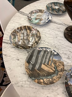 Lot 298 - Ten 'Città di Carte' (City of Cards) porcelain plates