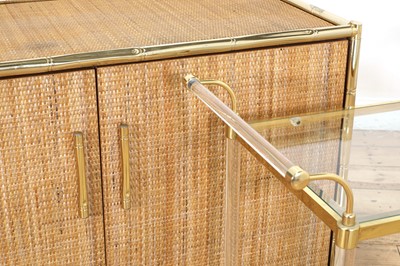 Lot 249 - A brass faux bamboo and wicker cabinet