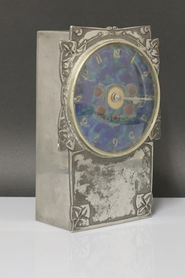 Lot 26 - A Liberty & Co. Tudric pewter and enamel mantel clock