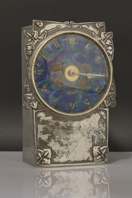 Lot 26 - A Liberty & Co. Tudric pewter and enamel mantel clock