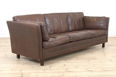 Lot 325 - A Danish brown leather three-seater settee